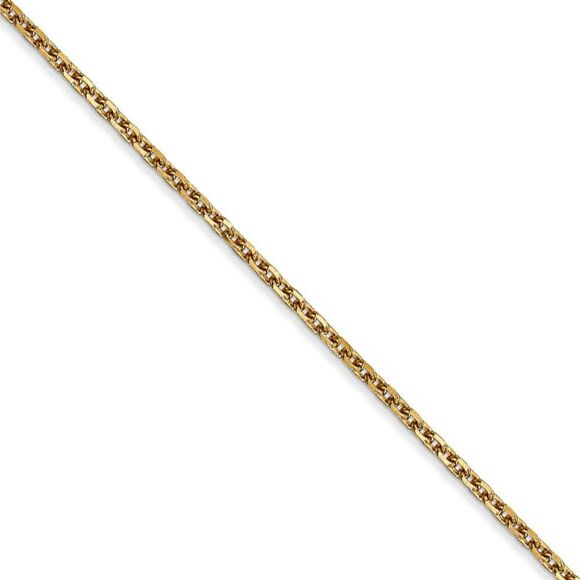 1.65mm 14k Yellow Gold Diamond Cut Solid Cable Chain Necklace 30 Inch